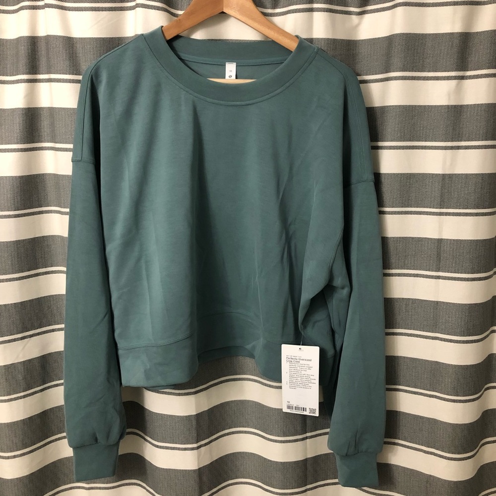 NWT Lululemon Perfect Oversized Crop Crew - Tidewater Teal - Sz 10